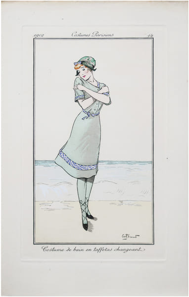  Costumes parisiens. Planche n&deg;14. Costume de bain en taffetas changeant.. PECOUD (Andr&eacute;) & COSTUMES PARISIENS.