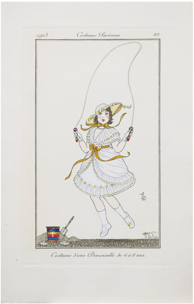  Costumes parisiens. Planche n&deg;83. Costume d'une demoiselle de 6 &agrave; 8 ans.. VALL&Eacute;E (Armand) & COSTUMES PARISIENS.