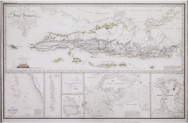  [SUMATRA & SINGAPOUR] Karte von der Insel Sumatra. Sr. hochwohlgeboren dem königl. Preüss. General Consul für die Vereignigten Königreiche ...