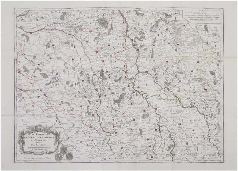  [BERRY/BOURBONNAIS/NIVERNAIS] Les provinces de Berry, Bourbonnois et Nivernois, divis&eacute;e par &eacute;lections. Dress&eacute; sur les m&eacute;moires les plus nouveaux.. ...