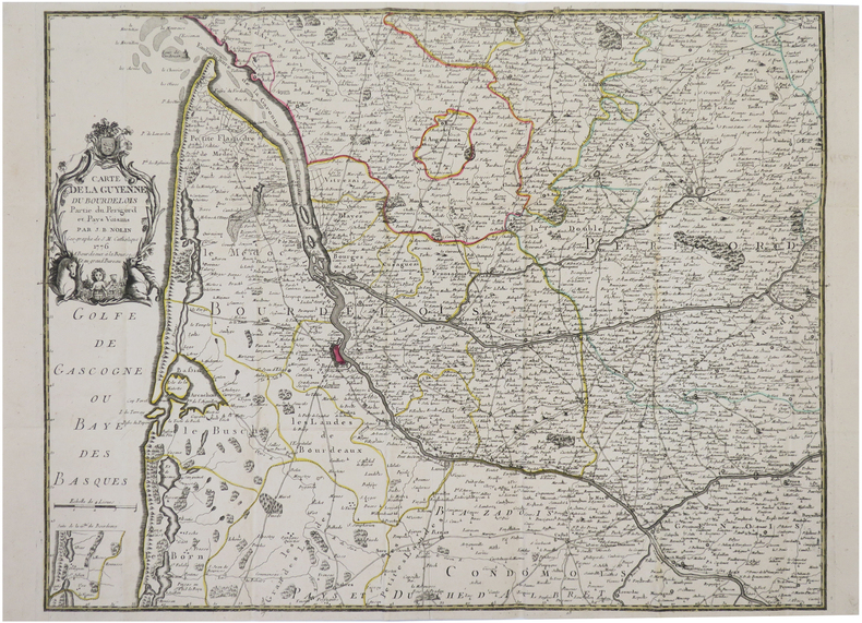  [GUYENNE] Carte de la Guyenne, du Bourdelois, partie du Périgord et pays voisins.. NOLIN (Jean-Baptiste).