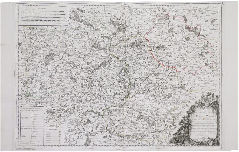  [MAINE & PERCHE] Carte du gouvernement g&eacute;n&eacute;ral du Maine et Perche. . DELAFOSSE (Denis ?).