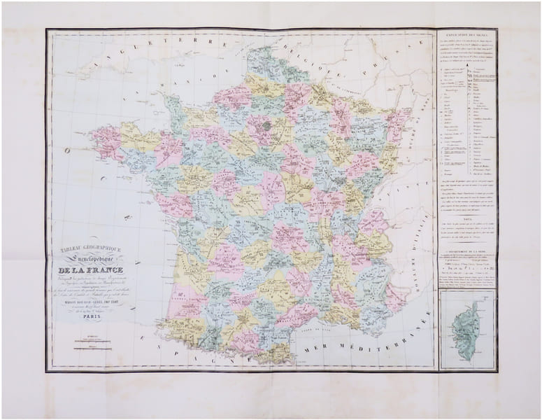  Tableau g&eacute;ographique encyclop&eacute;dique de la France, indiquant les productions de chaque d&eacute;partement, sa superficie, sa population, ses manufactures, ...