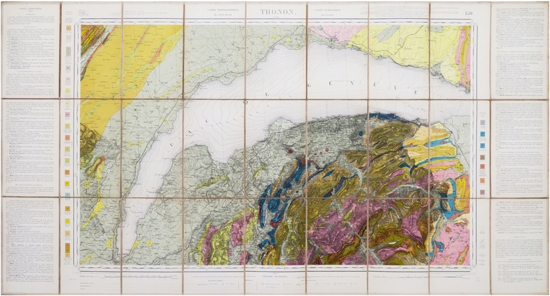  [THONON-les-BAINS/GÉOLOGIE] Carte topographique de l'État-Major. Carte géologique détaillée. Thonon (Pontarlier). Feuille n°150.. MICHEL-LÉVY ...