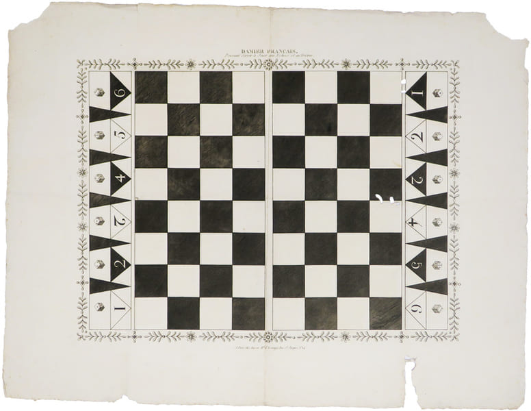  Damier fran&ccedil;ais. Pouvant servir &agrave; jouer aux &eacute;checs et au trictrac.. BASSET (Paul Andr&eacute;).