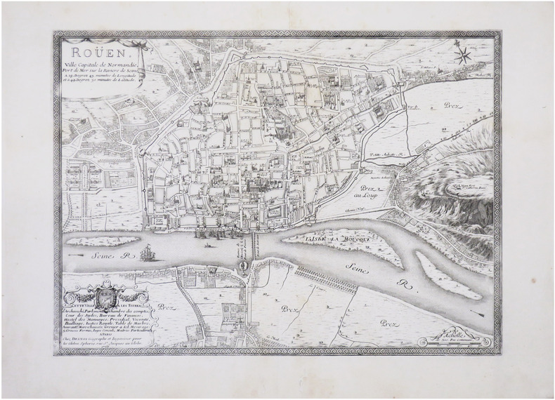  [ROUEN] Roüen, ville capitale de Normandie, port de mer sur la rivière de Seine.. FER (Nicolas de) & DESNOS (Louis-Charles).