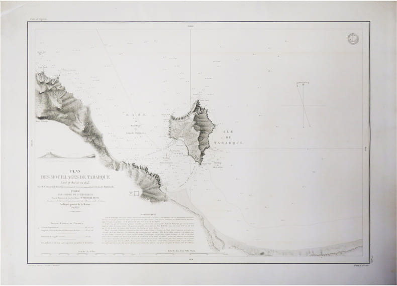  [TUNISIE] Plan des mouillages de Tabarque.. BOUCHET-RIVI&Egrave;RE (Casimir Fran&ccedil;ois Marius).