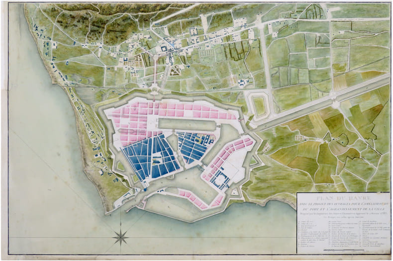  [LE HAVRE] Plan du Havre avec le projet des ouvrages pour l'am&eacute;lioration du port et l'agrandissement de la ville propos&eacute; par les ing&eacute;nieurs des Ponts ...