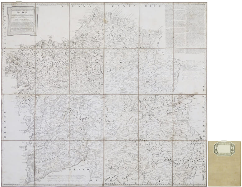  [GALICE] Mapa geogr&aacute;fico del Reyno de Galicia. Contiene las provincias de Santiago, Coru&ntilde;a, Betanzos, Lugo, Mondo&ntilde;edo, Orense, y Tuy.. L&Oacute;PEZ y VARGAZ ...