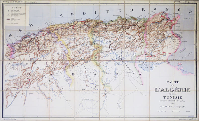  [ALG&Eacute;RIE & TUNISIE] Carte de l'Alg&eacute;rie et de la Tunisie.. GAULTIER (Jules).