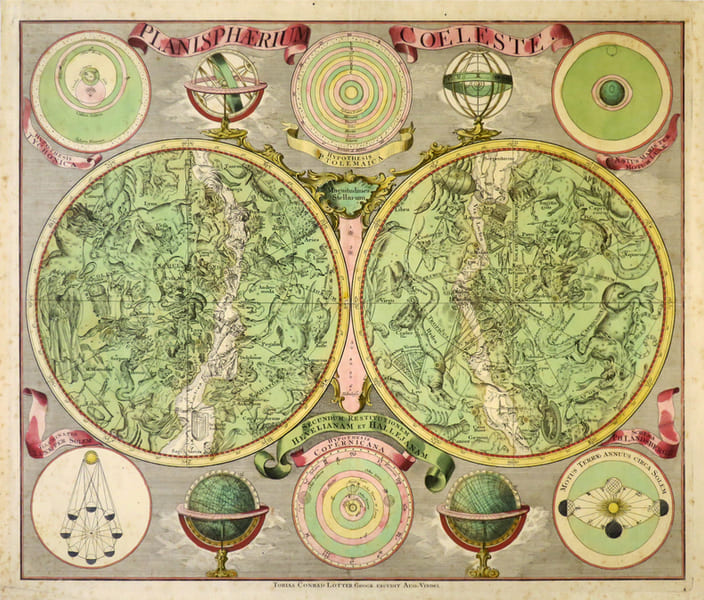  Planisph&aelig;rium cœleste secundum restitutionem Hevelianam et Hallejanam.. LOTTER (Tobias Conrad).