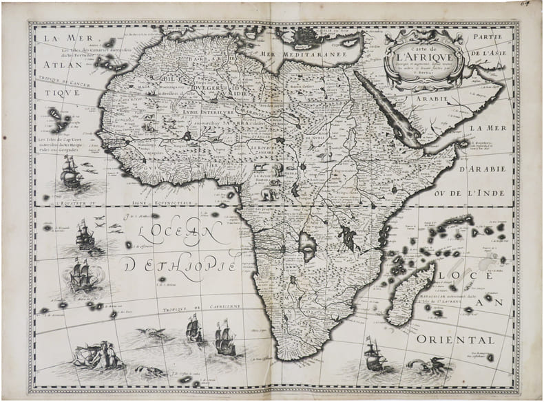  Carte de l'Afrique corrig&eacute;e, et augment&eacute;e, dessus toutes les aultres cy devant faictes par P. Bertius.. BERTIUS (Petrus).