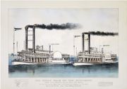  [MISSISSIPPI] The Great Race on the Mississippi from New Orleans to St. Louis 1210 miles, between the steamers Robt. E. Lee, Capt. J.W. Cannon and Natchez, Capt. T.P. Leathers. Won by the R.E. Lee, time: 3 days 18 hours 30 minutes. par CURRIER (Nathaniel) & IVES (James Merritt).