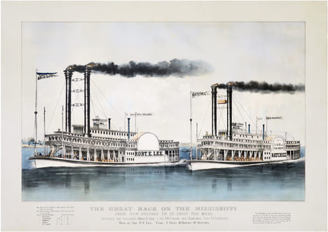  [MISSISSIPPI] The Great Race on the Mississippi from New Orleans to St. Louis 1210 miles, between the steamers Robt. E. Lee, Capt. J.W. Cannon and ...