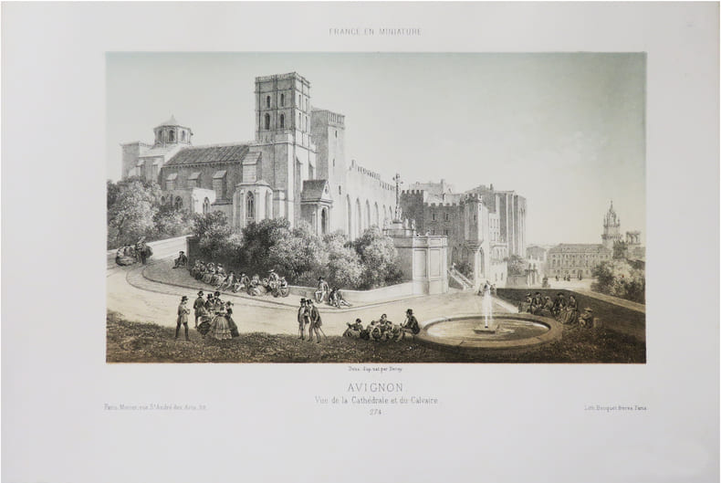  [AVIGNON] France en miniature. Avignon. Vue de la Cath&eacute;drale et du Calvaire.. DEROY (Isidore-Laurent).