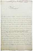 Brouillon d’une lettre à «Monseigneur». par [INDE] — PEYNIER (Louis Antoine de Thomassin, comte de).