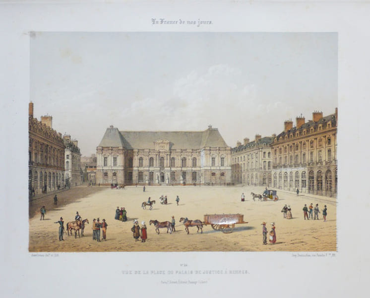  [RENNES] Vue de la place du Palais de justice &agrave; Rennes.. ASSELINEAU (L&eacute;on-Auguste);