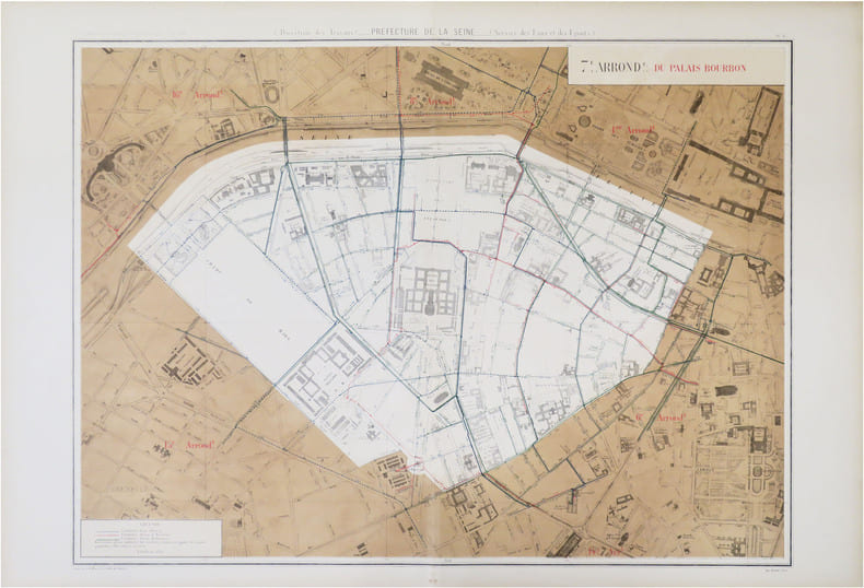  [EAUX et &Eacute;GOUTS de PARIS - 7&egrave;me arrondissement] Atlas administratif des Eaux de la Ville de Paris. Service des Eaux et des &Eacute;gouts. 7.e arrond.t du ...