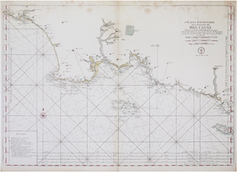  [FINISTÈRE & MORBIHAN/GROIX & GLÉNAN] 6.me Carte particulière des costes de Bretagne depuis la baye d'Hodierne jusqu'à l'isle de Groa, contenant les ...