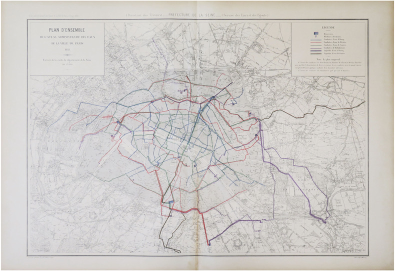  [EAUX et ÉGOUTS de PARIS] Atlas administratif des Eaux de la Ville de Paris. Service des Eaux et des Égouts. Plan d'ensemble de l'Atlas administratif ...