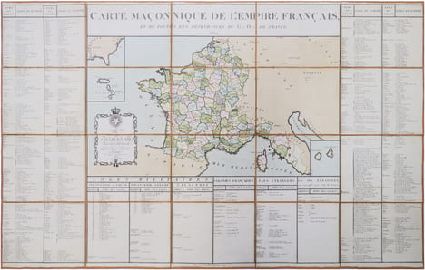  [FRANC-MAÇONNERIE] Carte maçonnique de l'Empire français, et de toutes les dépendances du G... O... de France. 5809.. FUSTIER (Louis Florimond).