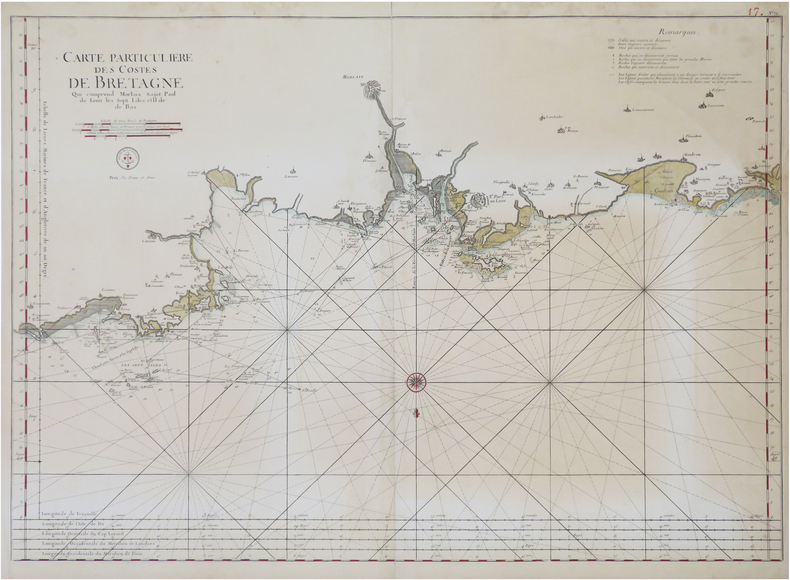  [FINISTÈRE & CÔTES d'ARMOR/MORLAIX] Carte particulière des costes de Bretagne qui comprend Morlaix, Saint Paul de Léon, les Sept Isles et l'isle de ...