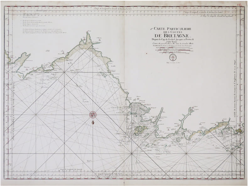  [C&Ocirc;TES d'ARMOR/BR&Eacute;HAT] 2.me Carte particuli&egrave;re des costes de Bretagne, depuis le Cap de Fr&eacute;hel, jusques &agrave; Perros, & l'isle Tom&eacute;.. NEPTUNE FRAN&Ccedil;OIS.