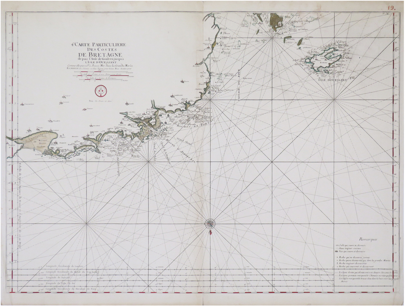  [FINISTÈRE/OUESSANT] 4.me Carte particulière des costes de Bretagne depuis l'anse de Goulven jusqu'à l'isle d'Ouessant comme elles parois.nt à basse ...
