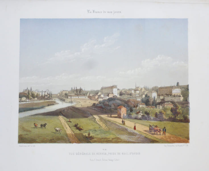  [RENNES] Vue g&eacute;n&eacute;rale de Rennes, prise de Mail d'Onges.. ASSELINEAU (L&eacute;on-Auguste);