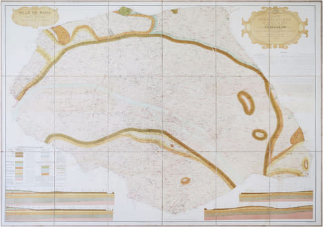  [GÉOLOGIE & HYDROLOGIE] Carte géologique souterraine de la ville de Paris [et] Carte hydrologique de la ville de Paris.. DELESSE (Achille).