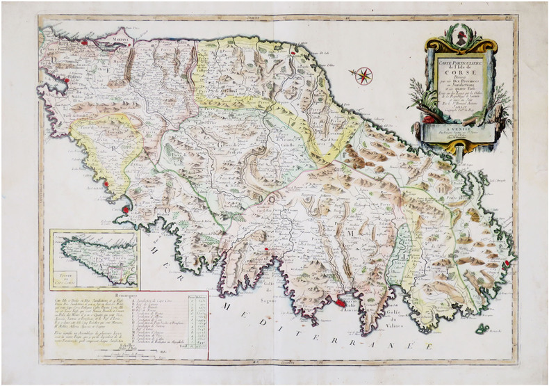  [CORSE] Carte particulière de l'isle de Corse divisée par ses dix provinces ou juridictions et ses quatre fiefs. Levée sur les lieux par les ordres ...