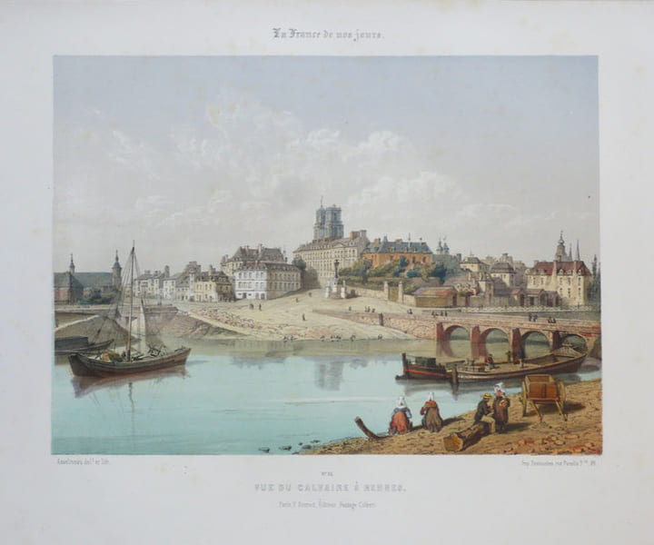  [RENNES] Vue du Calvaire &agrave; Rennes.. ASSELINEAU (L&eacute;on-Auguste);