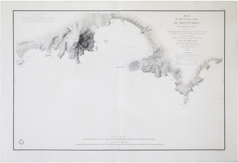  [URUGUAY/MONTEVIDEO] Plan du port et de la rade de Montevideo, dans le Río de la Plata.. LE BOURGUIGNON-DUPERRÉ (Cyprien-Gabriel);