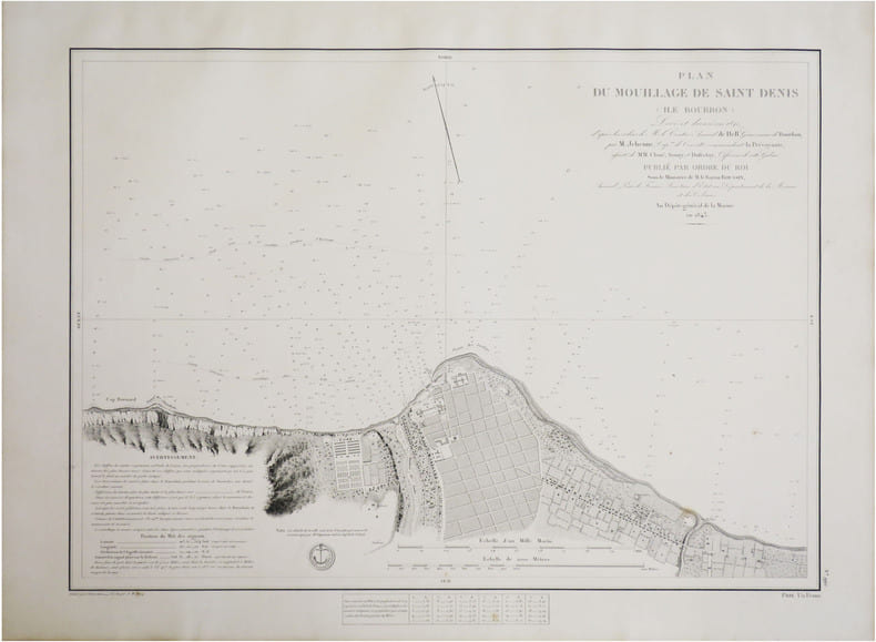  [LA R&Eacute;UNION] Plan du mouillage de Saint Denis (&Icirc;le Bourbon).. D&Eacute;P&Ocirc;T-G&Eacute;N&Eacute;RAL DE LA MARINE.