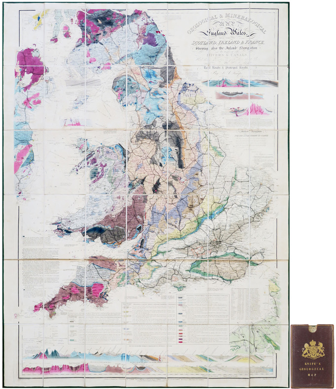  [GÉOLOGIE] Geological & mineralogical map of England and Wales, with parts of Scotland, Ireland & France, showing also the inland navigation by means ...