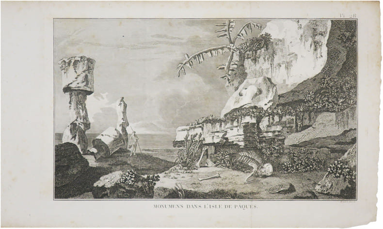  [&Icirc;LES de P&Acirc;QUES] Monumens dans l'isle de P&acirc;ques.. COOK (James).