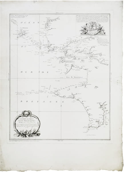  [BREST] La baye de Brest et la c&ocirc;te depuis Porsal jusqu'&agrave; Quimper, avec l'isle d'Ouessant.. MOITHEY (Maurille-Antoine).