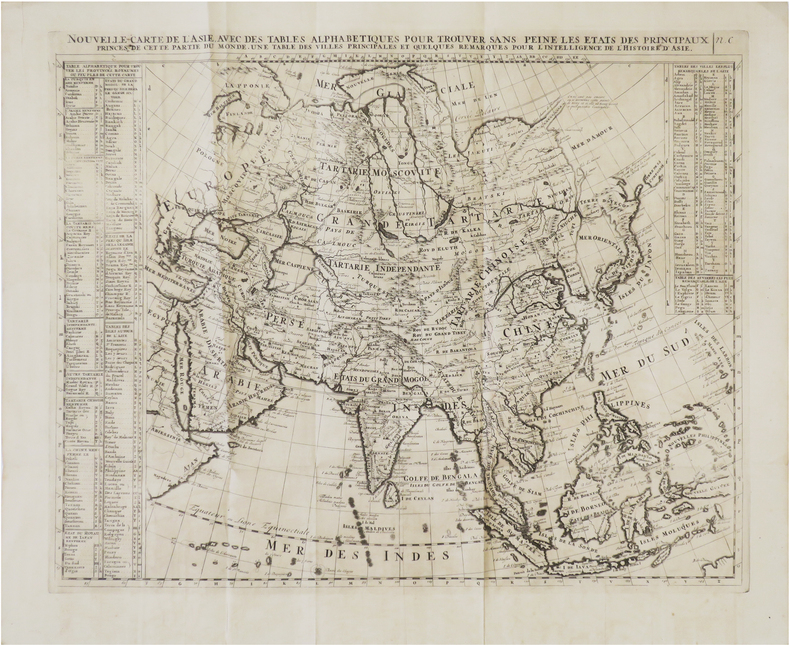  Nouvelle carte de l'Asie, avec des tables alphabétiques pour trouver sans peine les États des principaux princes de cette partie du monde, une table ...