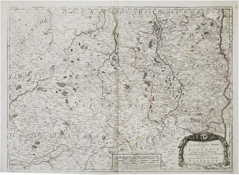  [LYONNAIS/FOREZ/BEAUJOLAIS/AUVERGNE] Carte du gouvernement général du Lionnois comprenant les provinces du Lionnois, du Forez, et du Beaujolois, la ...