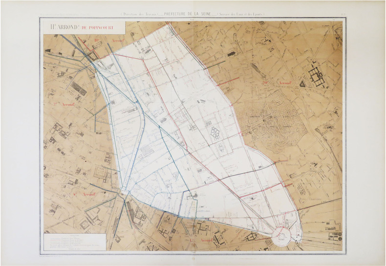 [EAUX et ÉGOUTS de PARIS - 11ème arrondissement] Atlas administratif des Eaux de la Ville de Paris. Service des Eaux et des Égouts. 11.e arrond.t de ...