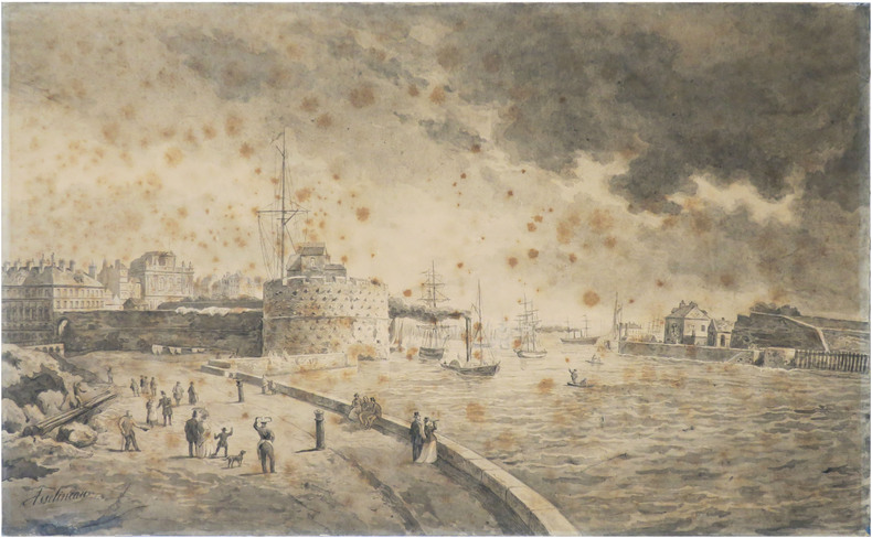  [LE HAVRE [Entrée du port du Havre en 1860].. ASSELINEAU (Léon-Auguste).