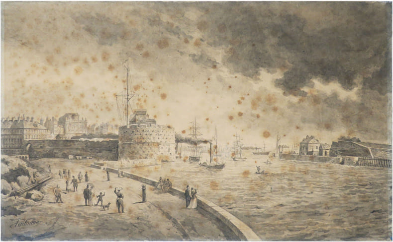 [LE HAVRE [Entr&eacute;e du port du Havre en 1860].. ASSELINEAU (L&eacute;on-Auguste).