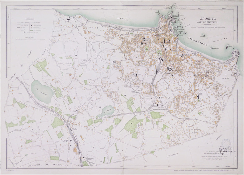  [BIARRITZ] Biarritz (Basses-Pyrénées). Tableau d'assemblage des feuilles du plan parcellaire.. MARMANDE (Jean-Baptiste).