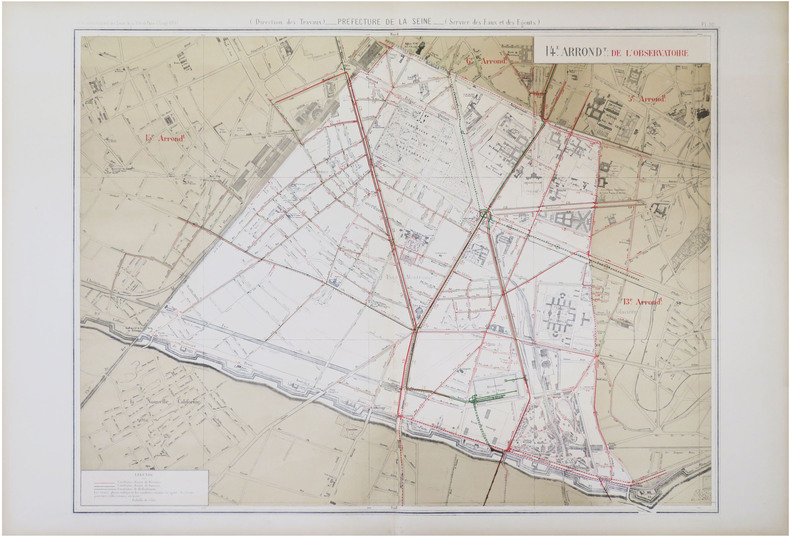  [EAUX et ÉGOUTS de PARIS - 14ème arrondissement] Atlas administratif des Eaux de la Ville de Paris. Service des Eaux et des Égouts. 14.e arrond.t de ...