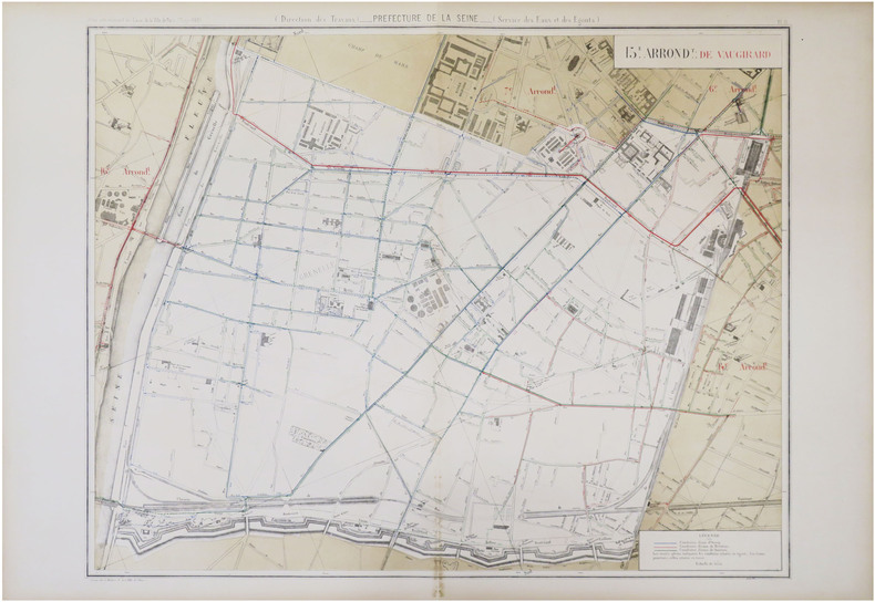  [EAUX et ÉGOUTS de PARIS - 15ème arrondissement] Atlas administratif des Eaux de la Ville de Paris. Service des Eaux et des Égouts. 15.e arrond.t de ...