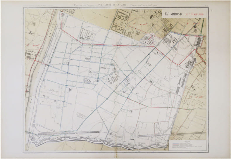  [EAUX et &Eacute;GOUTS de PARIS - 15&egrave;me arrondissement] Atlas administratif des Eaux de la Ville de Paris. Service des Eaux et des &Eacute;gouts. 15.e arrond.t de ...