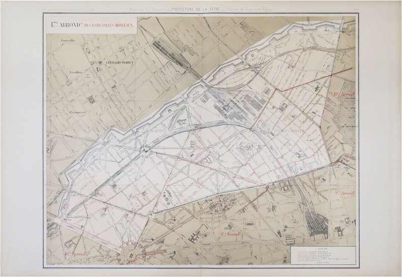  [EAUX et ÉGOUTS de PARIS - 17ème arrondissement] Atlas administratif des Eaux de la Ville de Paris. Service des Eaux et des Égouts. 17.e arrond.t des ...