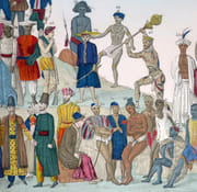  [COSTUMES des CINQ CONTINENTS] Tableau comparatif des races et des costumes des principaux peuples des cinq parties du Monde. [et] Tableau des femmes des cinq parties du Monde présentant les caractères physiques qui les distinguent et leurs costumes nationaux. par BASSET (Paul André) & PERROT (Aristide Michel). - Image 5