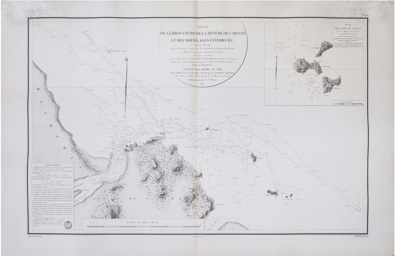  [GUYANE FRAN&Ccedil;AISE] Plan de l'embouchure de la rivi&egrave;re de Cayenne et des mouillages ext&eacute;rieurs.. GRESSIER (Charles-Louis).