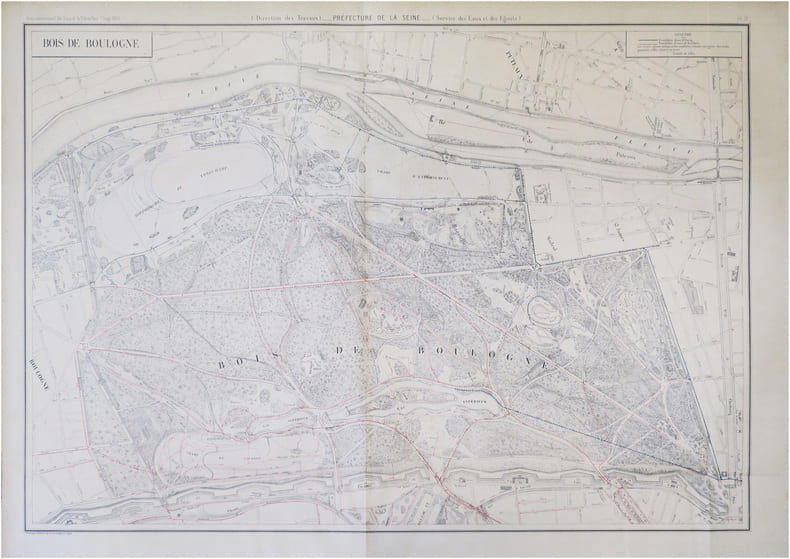  [EAUX et &Eacute;GOUTS de PARIS/BOIS de BOULOGNE] Atlas administratif des Eaux de la Ville de Paris. Service des Eaux et des &Eacute;gouts. Bois de Boulogne.. ...